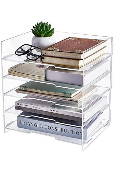 Generic منظم مكتب أكريليك، منظم ورق مكتبي شفاف بخمس طبقات، لتخزين المكتب والمدرسة