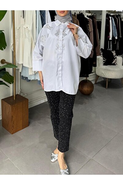 Ghisa KARE TAŞ DETAYLI GÖMLEK