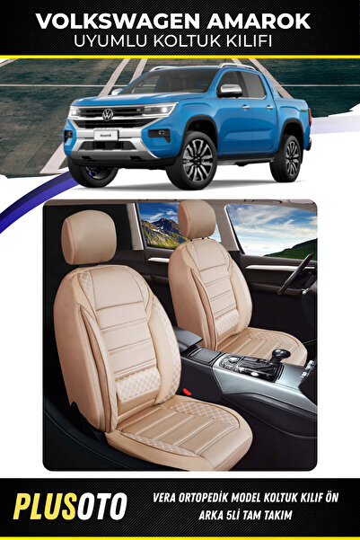 PlusOto مجموعة أغطية مقاعد السيارة باللون البيج المتوافقة مع سلسلة فولكس فاجن...