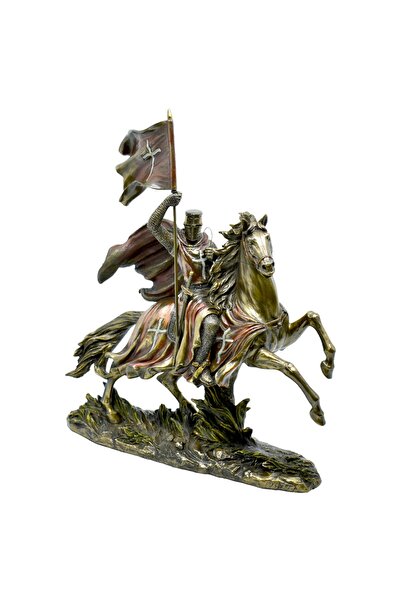 AYDINARTSHOP Veronese Haçlı Şövalye Heykeli – At Üstünde Savaşçı Figür