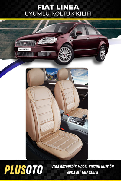 PlusOto مجموعة أغطية مقاعد السيارة باللون البيج المتوافقة مع سلسلة فيات لينيا...