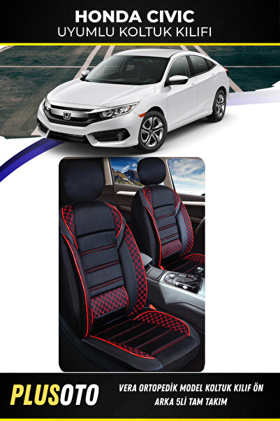 PlusOto مجموعة غطاء مقعد السيارة Honda Civic المتوافقة مع Vera Series باللون ...