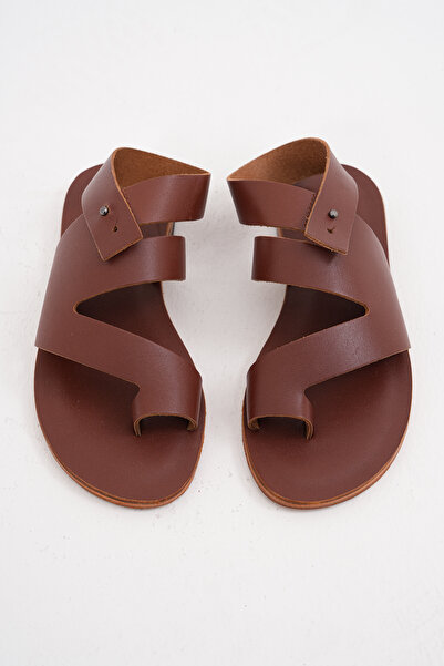 DaphneSandals Hakiki Deri Kızıl Taba Kadın Bodrum Sandaleti - Y2049
