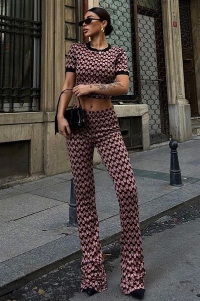 nedo7 Brenda Patterned Crop Suit 9019-08