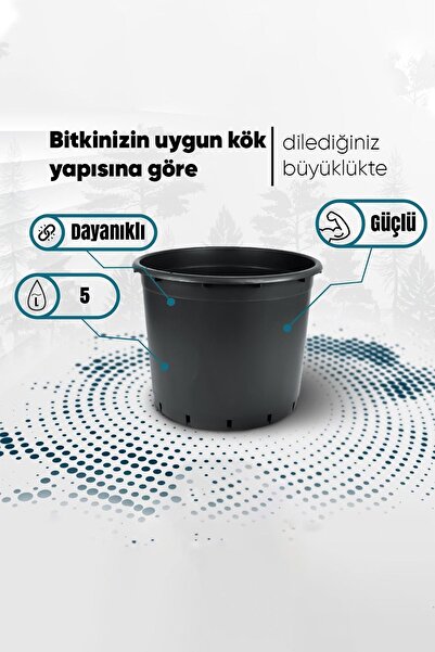 ToXA 5 Adet Üretim Saksısı 5 Litre Drenajlı Tabaksız Plastik Saksı Fide Ağaç Yetiştirme Köklendirme