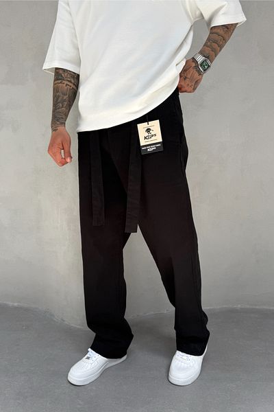 MADZEYMODA Ανδρικό στρες μαύρο παντελόνι Gabardine (Ke-1007)