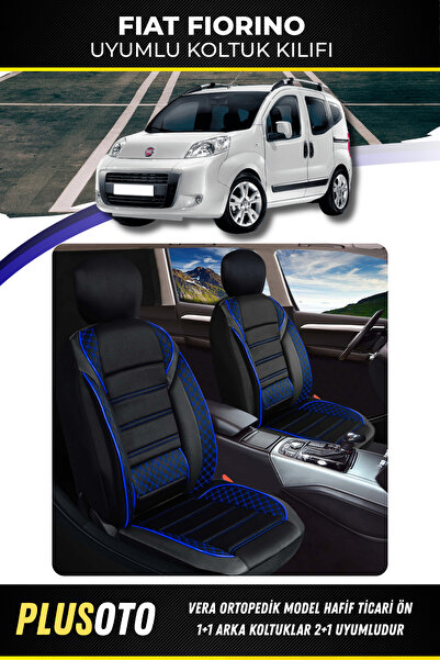 PlusOto Fiat Fiorino (2+1) TİCARİ Uyumlu Vera Serisi Siyah Mavi Oto Koltuk Kı...