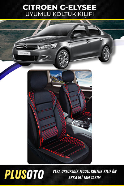 PlusOto مجموعة غطاء مقعد السيارة المتوافقة مع Citroen C-Elysee من سلسلة Vera ...