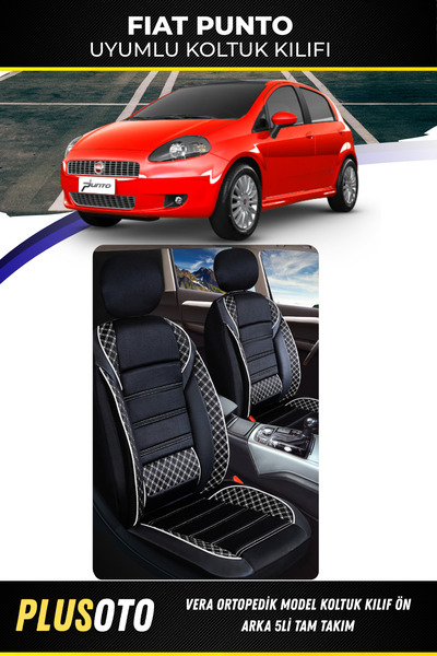 PlusOto مجموعة أغطية مقاعد السيارة المتوافقة مع فيات بونتو من سلسلة فيرا بالل...