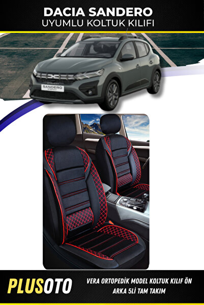 PlusOto مجموعة غطاء مقعد السيارة المتوافقة مع سلسلة Vera من Dacia Sandero بال...