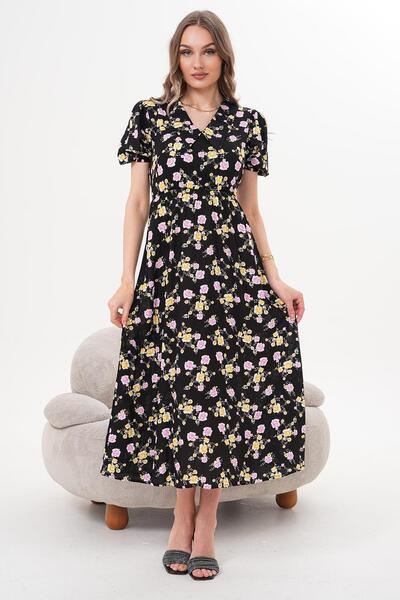 Siyezen فستان بياقة الطفل وخصر مطاطي