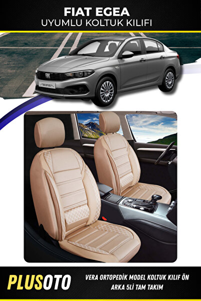 PlusOto Fiat Egea Compatible Vera Series Beige Car Seat Cover Set of 5 M-200
