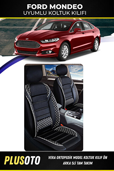 PlusOto مجموعة أغطية مقاعد السيارة المتوافقة مع سلسلة فيرا من فورد مونديو بال...
