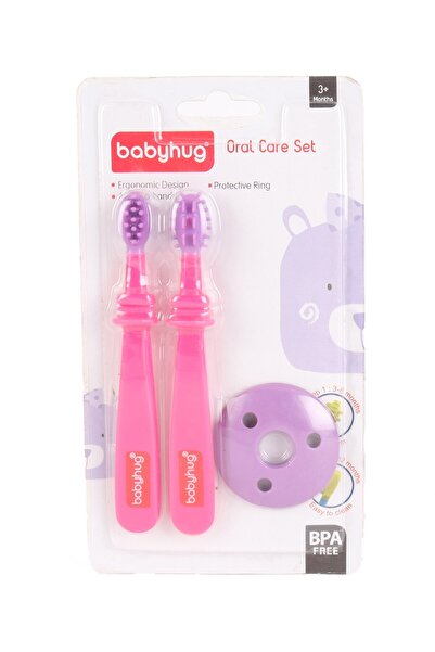 Babyhug Soft Dental Set for Babies, BPA Free - Pink and Purple, Ages 0M+, 12.5x2cm