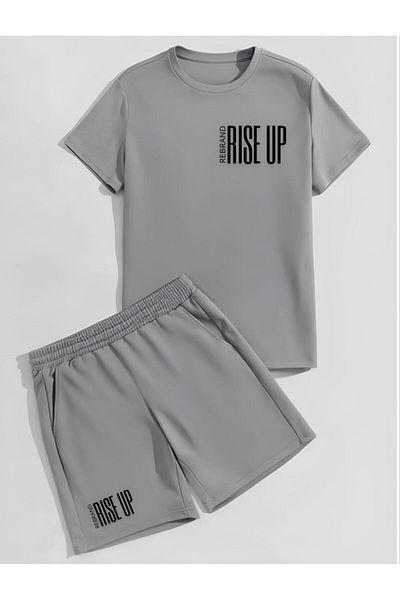 REBRAND Oversize T-Shirt Set - Printed Bottom Top Shorts Set