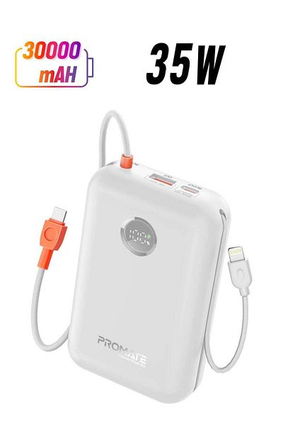Promate 30000mAh 4 in 1 High-Capacity Power Bank 35W