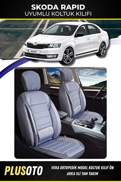 PlusOto مجموعة أغطية مقاعد السيارة المدخنة المتوافقة مع سلسلة فيرا من سكودا ر...