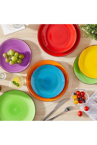 Tavola Plate Set 6 Pcs Dinner Set 26 Cm Colors Colorful Farfurii Dishwasher Microwave Safe