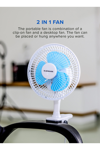 Olsenmark Convertible Table And Clip Fan, 2 Speed, 3 Blades, Mini Fan With High Speed Motor, 2 Year Warranty