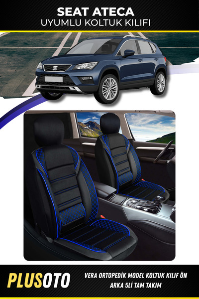 PlusOto مجموعة أغطية مقاعد السيارة المتوافقة مع سلسلة Vera من Seat Ateca بالل...