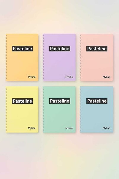 Yenbu Pastel Renk (6'lı Paket) A4 72 Yaprak 3 Kareli + 3 Çizgili Plastik Kapa...