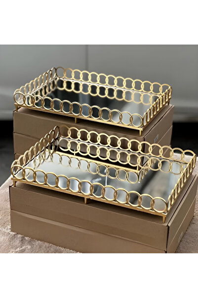 ASYA PAZARLAMA Tepsi, Aynalı Tepsi, Halkalı Tepsi, Lüx Dikdörtgen Sunum Tepsi, Çay Kahve Tepsisi