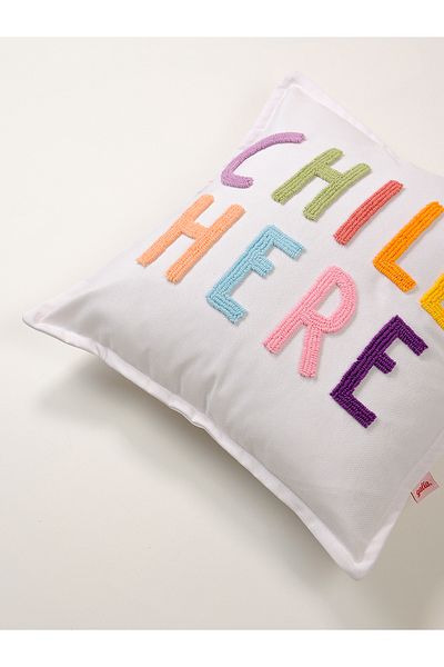Galia Tasarım Husă de pernă Chill Here Motto Punch - Alb colorat