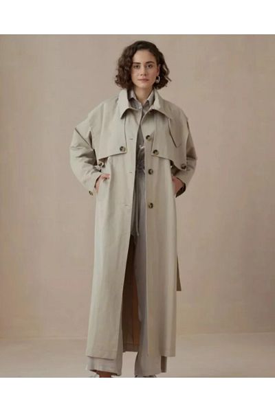 OlaLady Women's Buttoned Vest Cotton Canvas Trench Coat