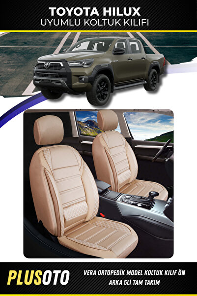 PlusOto مجموعة أغطية مقاعد السيارة المتوافقة مع سلسلة Vera من Toyota Hilux با...