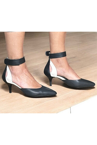 NE&VE SHOES حذاء بكعب نسائي أسود بشريط فيلكرو للكاحل