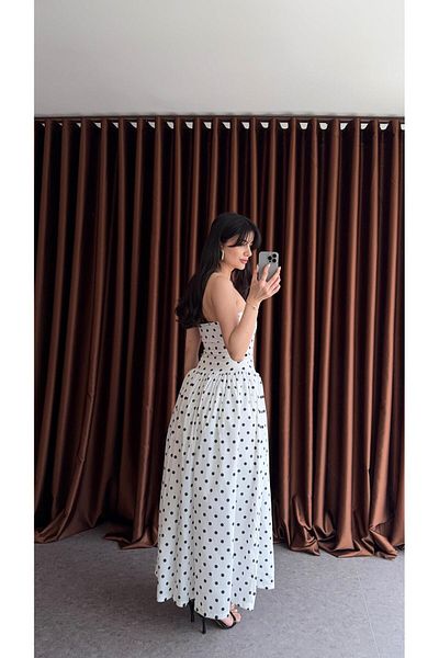 HAZELANNA Polka Dot Strapless Dress