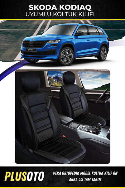 PlusOto مجموعة غطاء مقعد السيارة الأسود المتوافقة مع سلسلة Vera من Skoda Kodi...