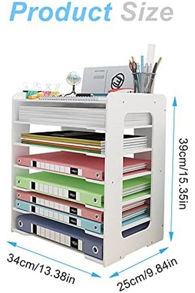 Generic منظم صناديق الرسائل من 7 طبقات، رف تخزين منظم لمكتب العمل، حامل ملفات ورقية بحجم A4 للمكتب المنزلي
