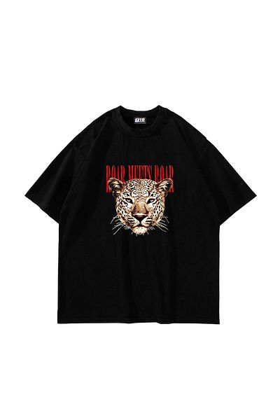 Sekizbiraltı Roar Meets Printed Oversize Unisex Μαύρο Tshirt