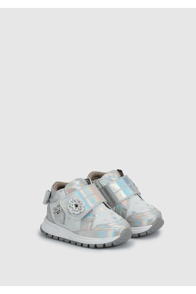Kiddo Ασημένιες δερμάτινες κοριτσίστικες μπότες