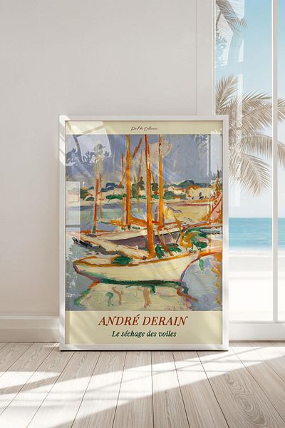 Buka Shops Peisajul Collioure al lui Derain: „Le séchage des voiles” Pictură premium într-un cadru