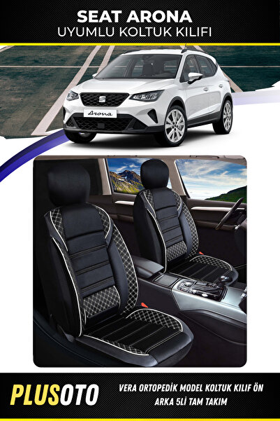 PlusOto مجموعة غطاء مقعد السيارة المتوافقة مع سلسلة Vera من Seat Arona باللون...