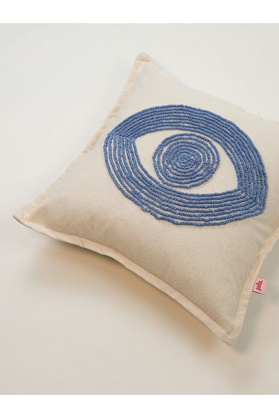 Galia Tasarım Husă de pernă hexagonală cu ochi albaștri, spălat, cu pumn, 45*45 cm