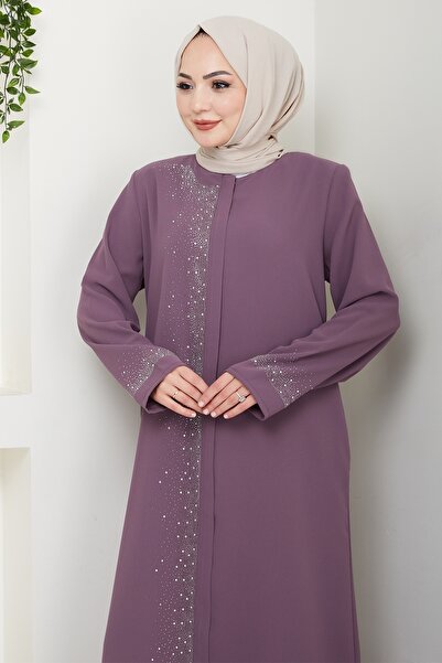 InStyle Dried Rose Ferace with Stone Embroidery on the Right Part