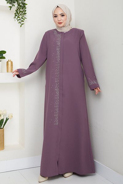 InStyle Dried Rose Ferace with Stone Embroidery on the Right Part