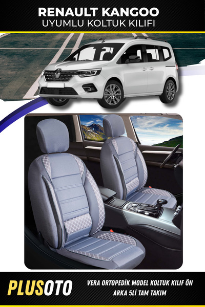 PlusOto مجموعة غطاء مقعد السيارة المدخن من سلسلة رينو كانجو المتوافقة مع فيرا...