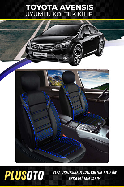 PlusOto Toyota Avensis Compatible Vera Series Black Blue Car Seat Cover Set o...