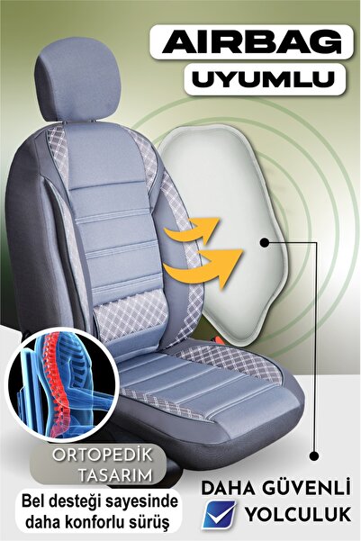 PlusOto Nissan Pulsar Compatible Vera Series Smoked Car Seat Cover Set of 5 M-573