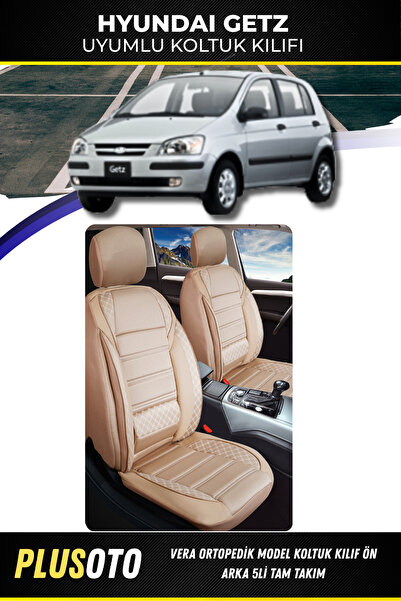 PlusOto Hyundai Getz Compatible Vera Series Beige Car Seat Cover Set of 5 M-368