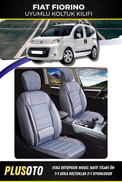 PlusOto Fiat Fiorino (2+1) TİCARİ Uyumlu Vera Serisi Füme Oto Koltuk Kılıfı 5...