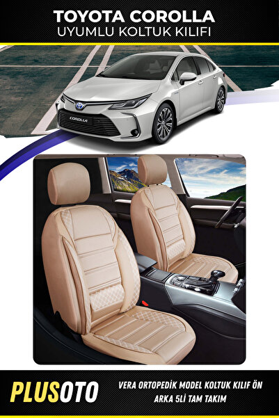 PlusOto مجموعة أغطية مقاعد السيارة باللون البيج المتوافقة مع سلسلة Vera من To...