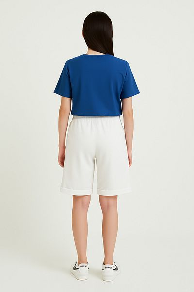 OXVİN Relax Return Πτυσσόμενο πόδι με κορδόνια στη μέση Oversize γυναικείο σορτς βερμούδα