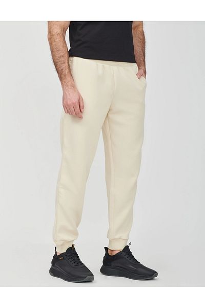 EA7 Men's Regular Waist Elastic Leg Pocket Detail Beige Sports Sweatpants 7m 000144   Af13538-U1079