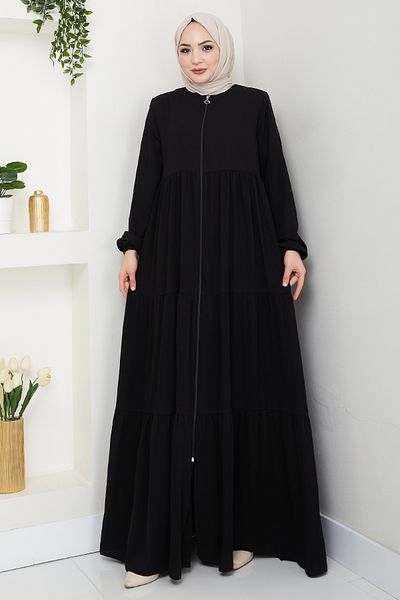 InStyle Three Gathered Black Ferace