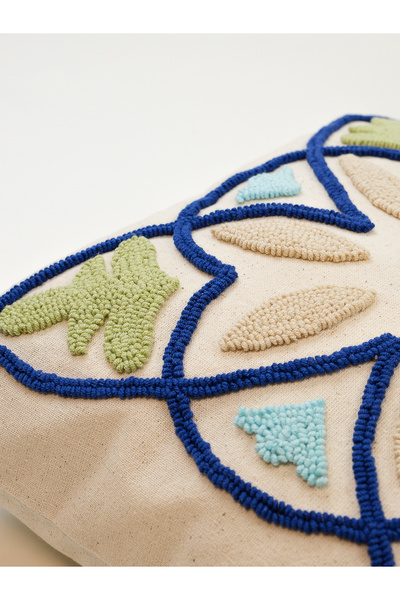 Galia Tasarım Marakeş – Husă de pernă cu model etnic albastru | Pernă decorativă realizată manual cu ac de punch